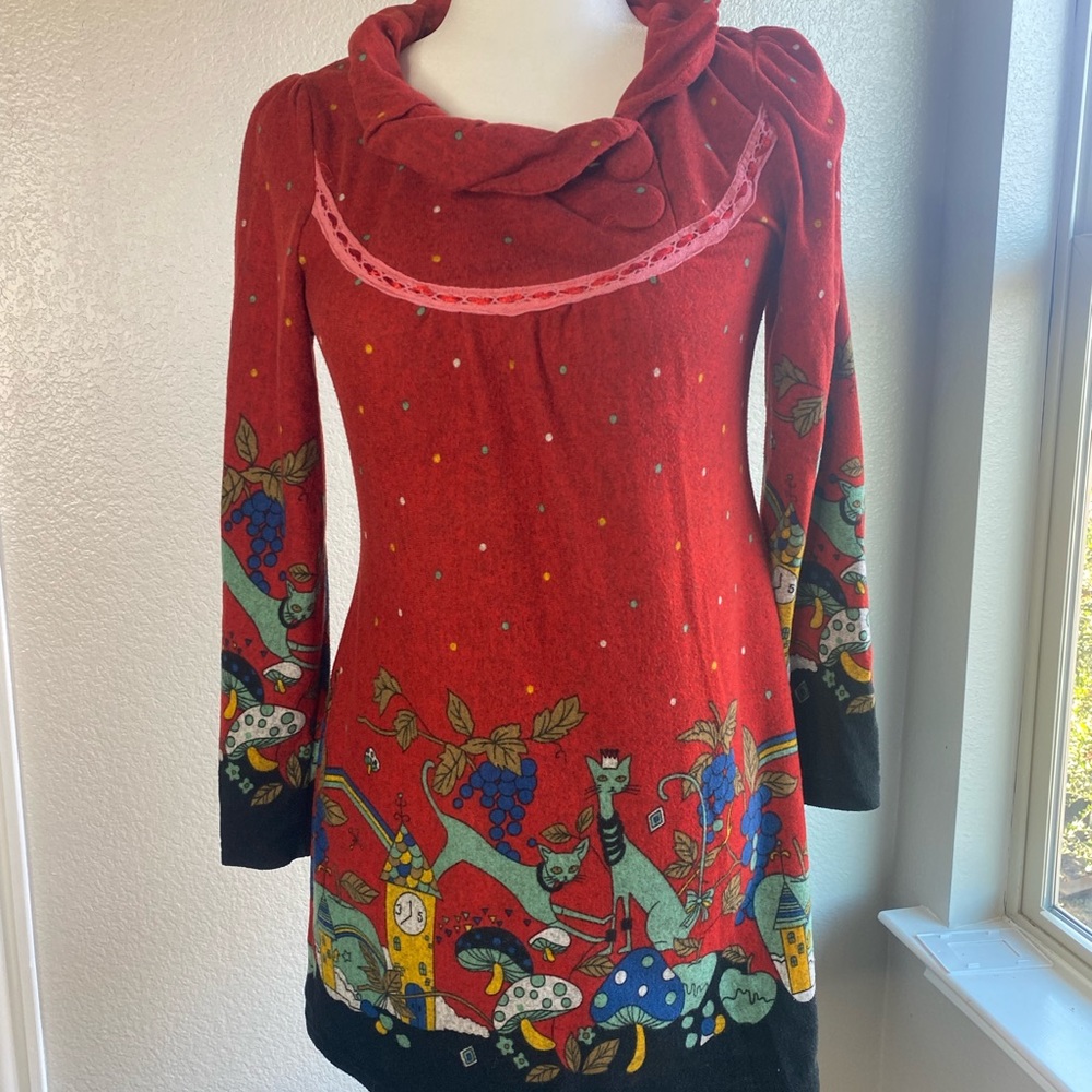Aryeh knit dress cats funky large